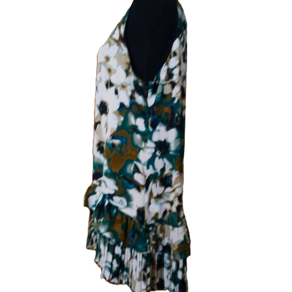 LOGO Lori Goldstein Sleeveless Tunic Blouse Double Layered Peplum Floral - Picture 4 of 9
